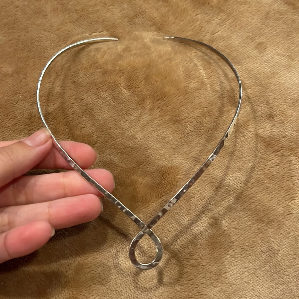 Hammered 925 Silver Collar Necklace